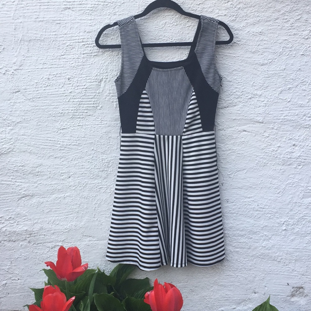 Black and white striped dress